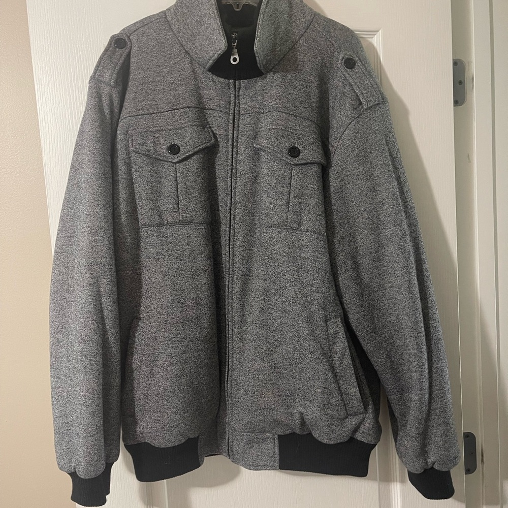 Gray Zip-Up Fleece Lined Jacket